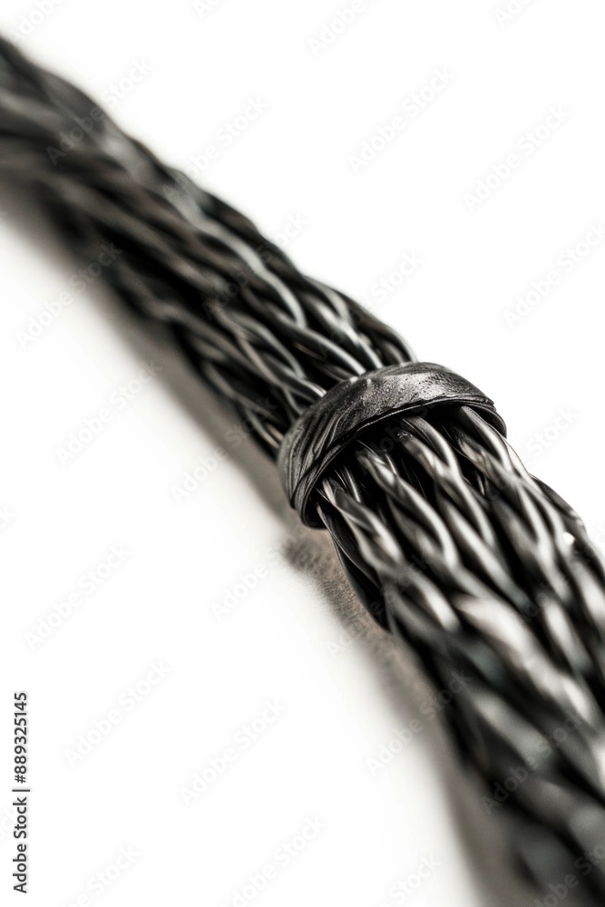 Poster close-up view of a black tie on a white surface, suitable for use in fashion or design contexts