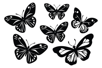 Fototapeta premium butterfly silhouette set. butterfly vector illustration. butterfly isolated vector on white background.