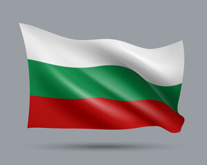 Vector illustration of 3D-style flag of Bulgaria isolated on light background. Created using gradient meshes, EPS 10 vector design element from world collection