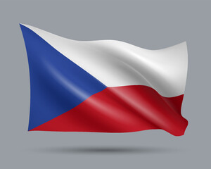 Vector illustration of 3D-style flag of Czech Republic isolated on light background. Created using gradient meshes, EPS 10 vector design element from world collection
