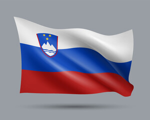 Vector illustration of 3D-style flag of Slovenia isolated on light background. Created using gradient meshes, EPS 10 vector design element from world collection