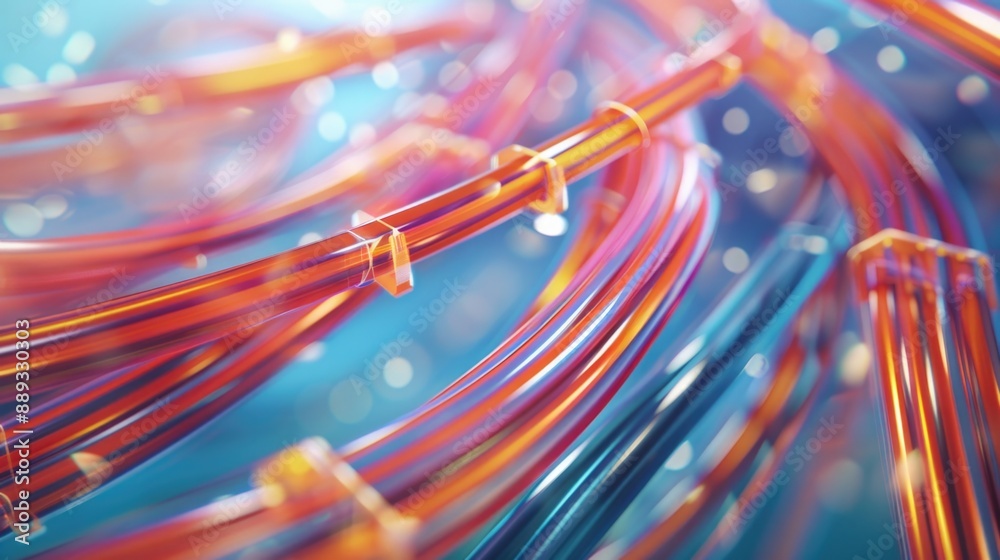Aufkleber A close-up shot of a messy bundle of wires with various colors and textures