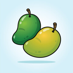 Green mango fruit vector cartoon illustration