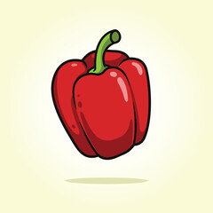 Red bell pepper, red sweet pepper, paprika vector illustration