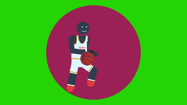 Basketball Action Animation: Score, Compete, and Win! 4K Video Animation Green Screen
