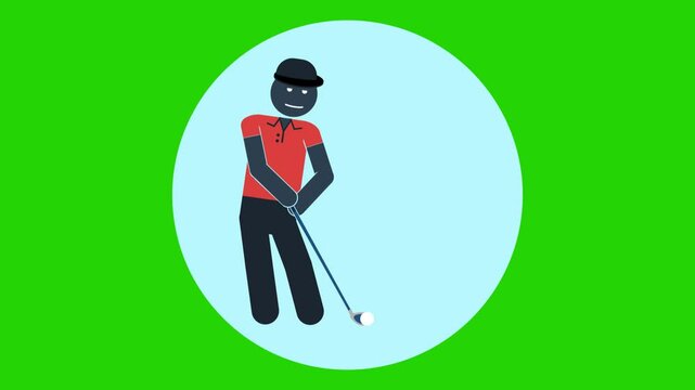Golf Swing Animation Perfect Shot to the Hole! 4K Video Animation Green Screen