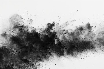 Black smoke and chalk dust on white background