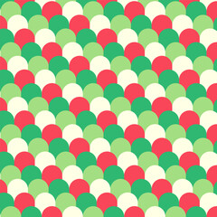 Christmas seamless pattern.Mermaid fish scales seamless pattern in green and red.Colorful curve ocean wave repeat pattern.Vector graphic background illustration.