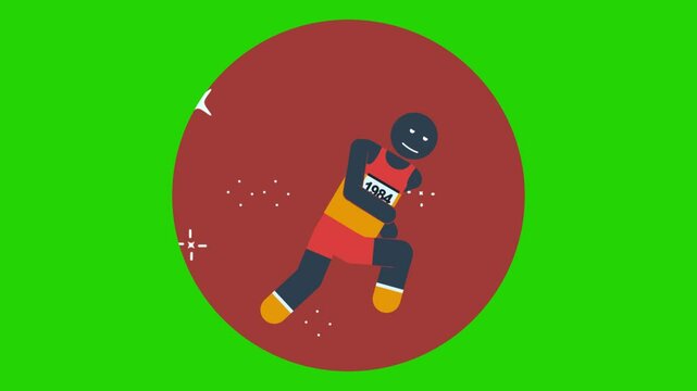 Animated Track Runner: Speed and Victory! 4K Video Animation Green Screen