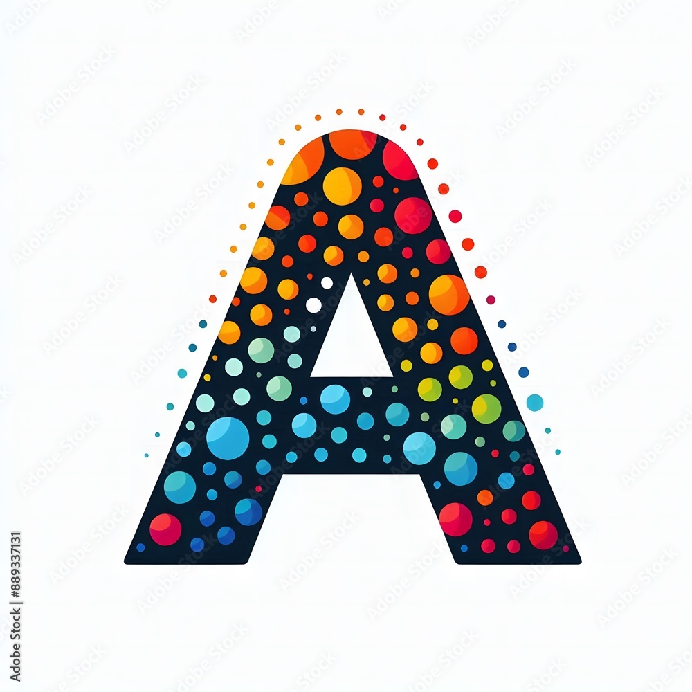 Fototapete AI Generate of Logo Letter A created using random color dots