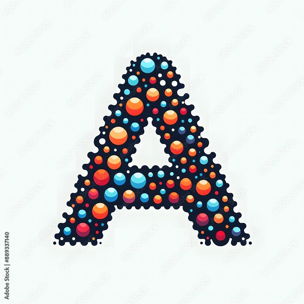 Fototapete AI Generate of Logo Letter A created using random color dots