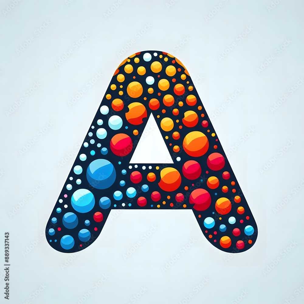 Fototapete AI Generate of Logo Letter A created using random color dots