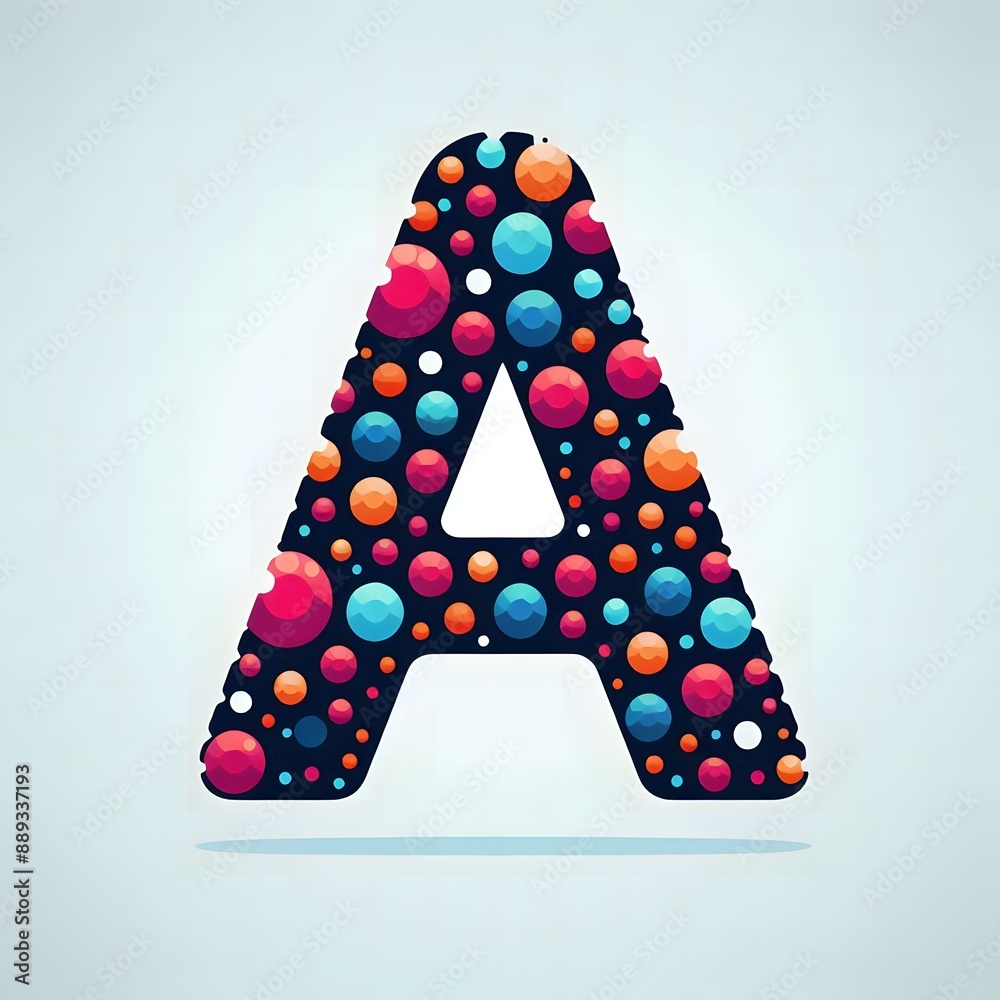 Fototapete AI Generate of Logo Letter A created using random color dots
