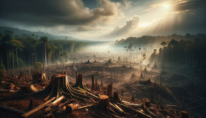 a painting of a forest filled with lots of trees