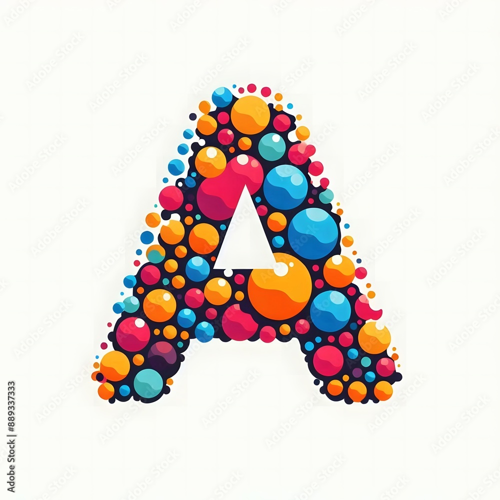 Fototapete AI Generate of Logo Letter A created using random color dots