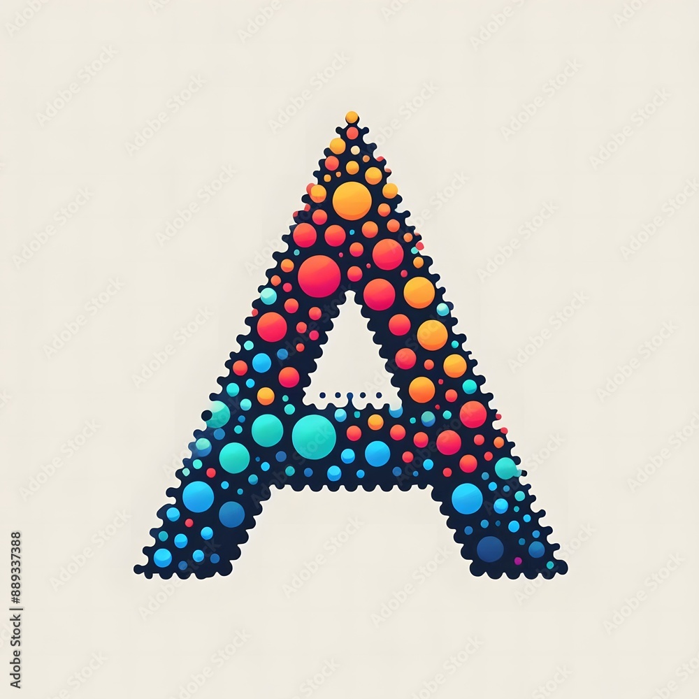 Fototapete AI Generate of Logo Letter A created using random color dots