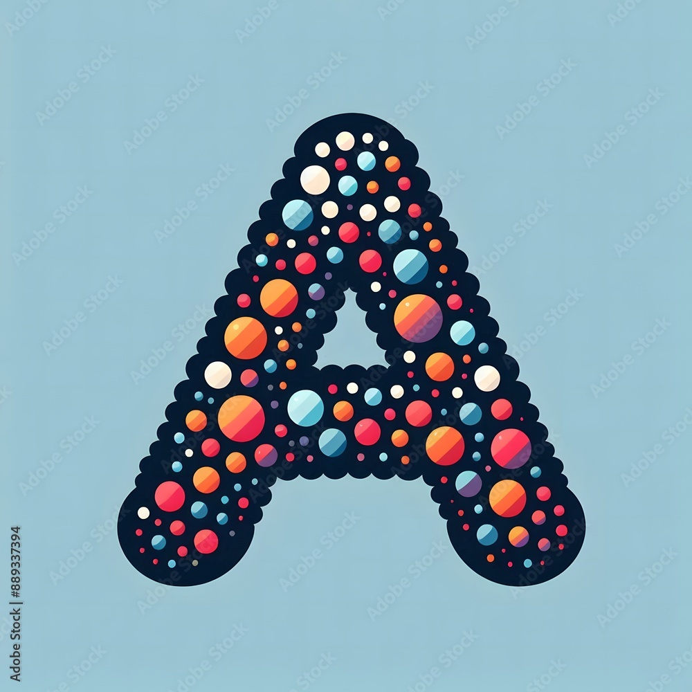 Fototapete AI Generate of Logo Letter A created using random color dots