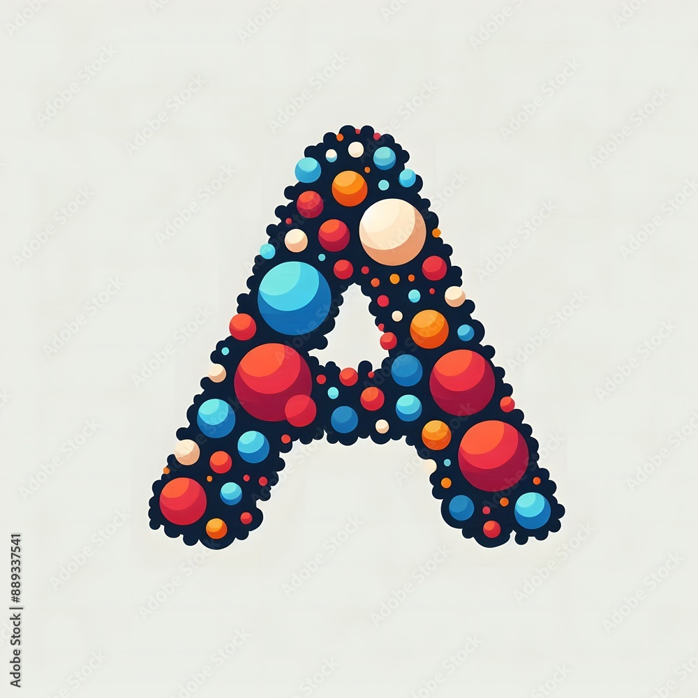 Fototapete AI Generate of Logo Letter A created using random color dots