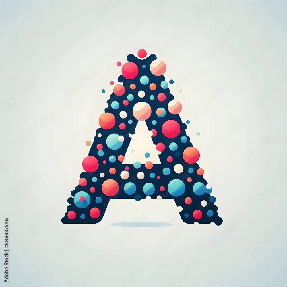 Fototapete AI Generate of Logo Letter A created using random color dots