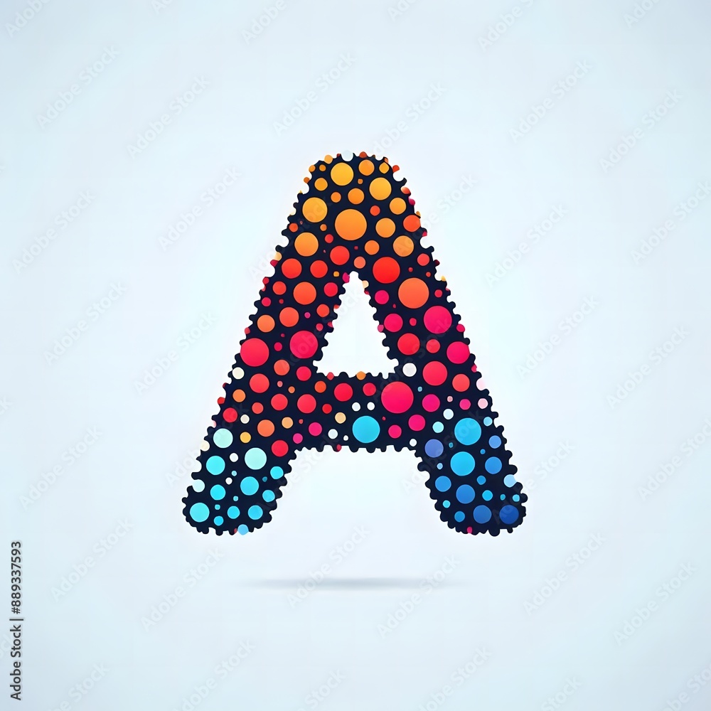 Fototapete AI Generate of Logo Letter A created using random color dots