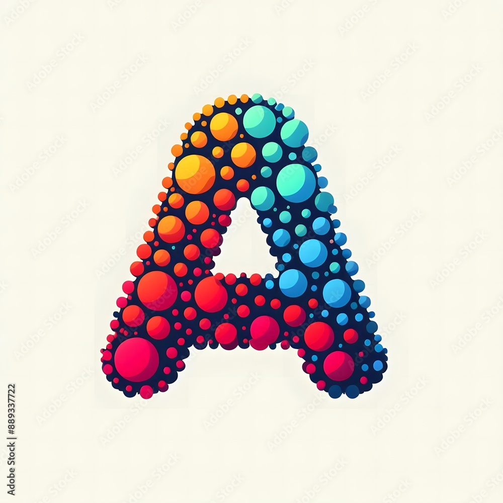 Fototapete AI Generate of Logo Letter A created using random color dots