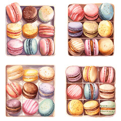 Fototapeta premium A box of assorted colored macarons