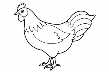 
chicken silhouette, chicken line drawing, Black silhouette of a rooster standing. Vector illustration
