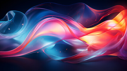 Fototapeta premium Abstract colorful waves on a dark background, digital art illustration