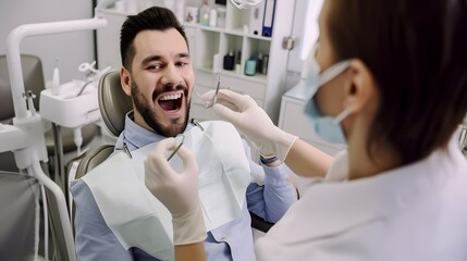 Obraz premium dentist and patient in hospital