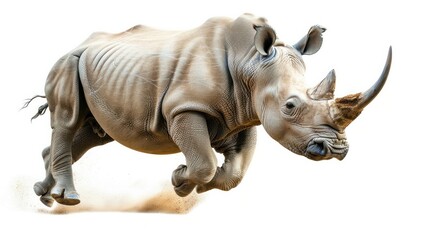 Fototapeta premium A charging rhino isolated on transparent