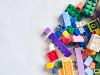 brick block toys set, on a white background