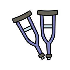 crutches color line icon with white background vector stock illustration