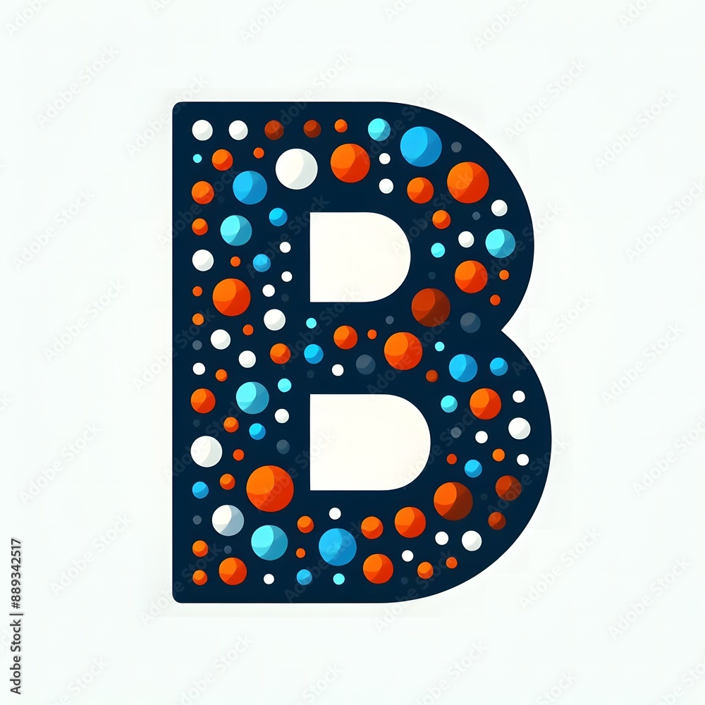 Fototapete AI Generate of Logo Letter B created using random color dots