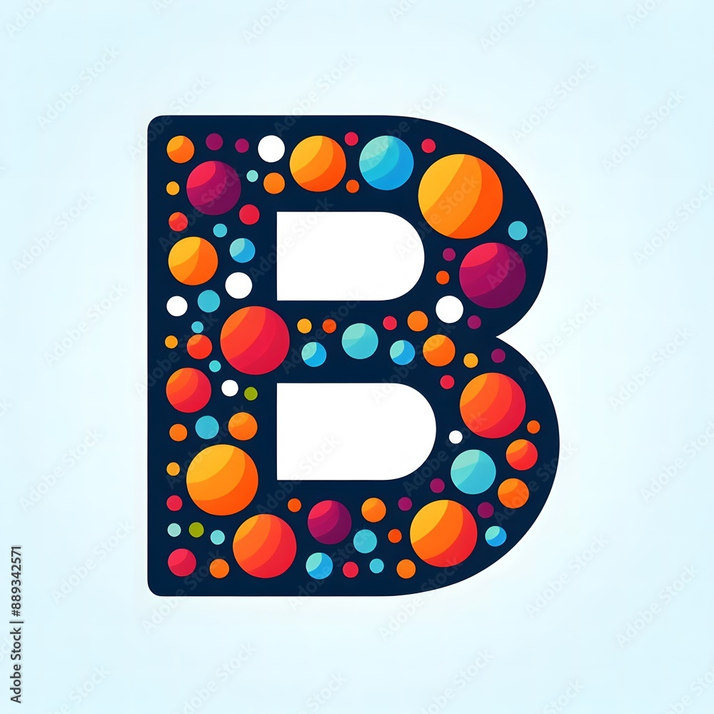 Fototapete AI Generate of Logo Letter B created using random color dots