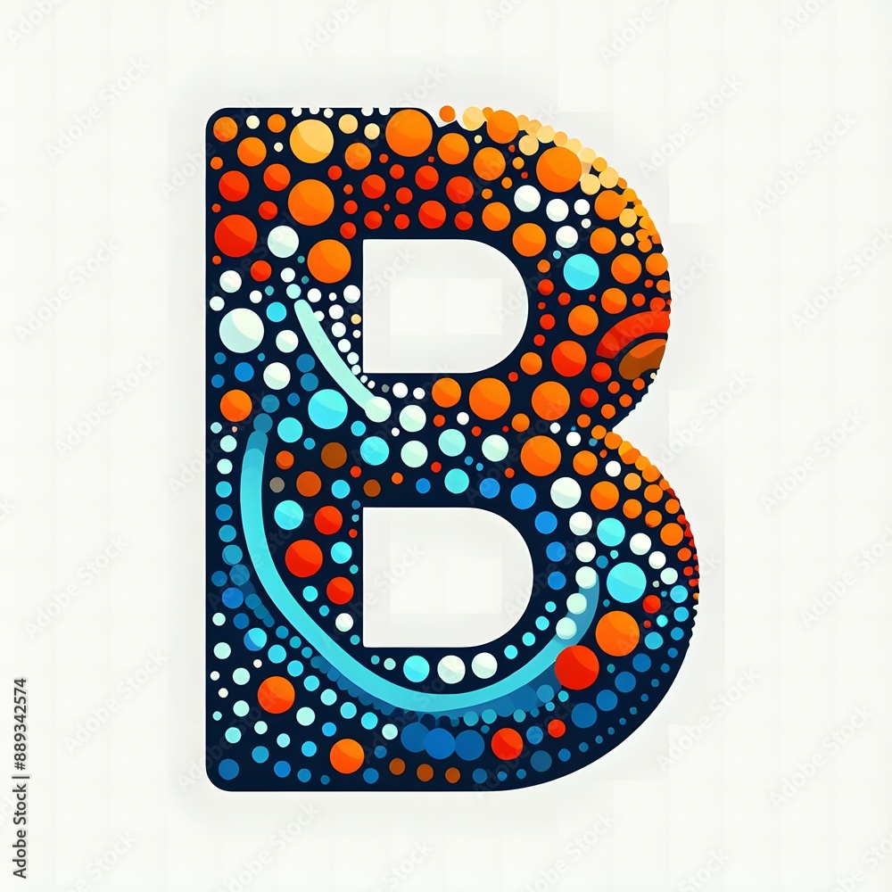 Fototapete AI Generate of Logo Letter B created using random color dots