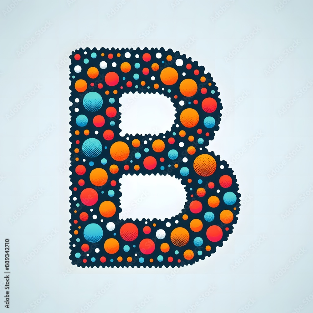Fototapete AI Generate of Logo Letter B created using random color dots