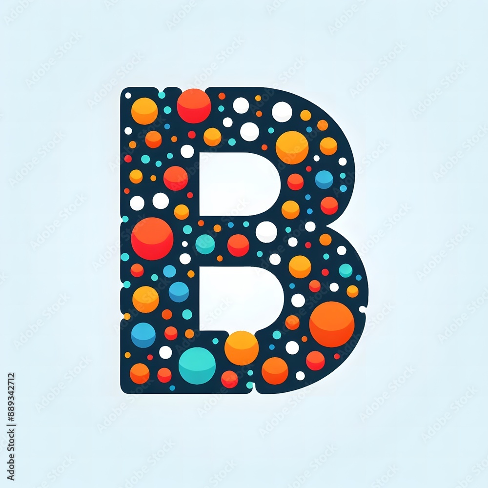 Fototapete AI Generate of Logo Letter B created using random color dots