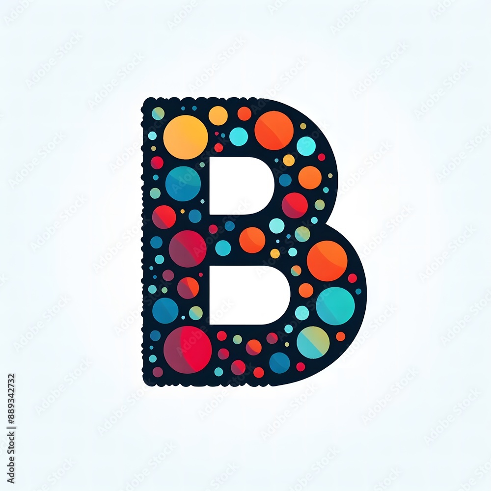Fototapete AI Generate of Logo Letter B created using random color dots