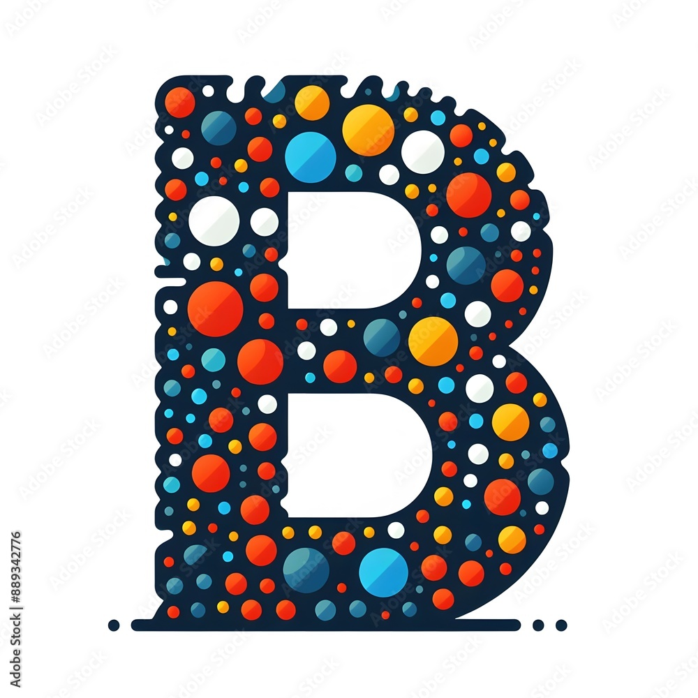 Fototapete AI Generate of Logo Letter B created using random color dots
