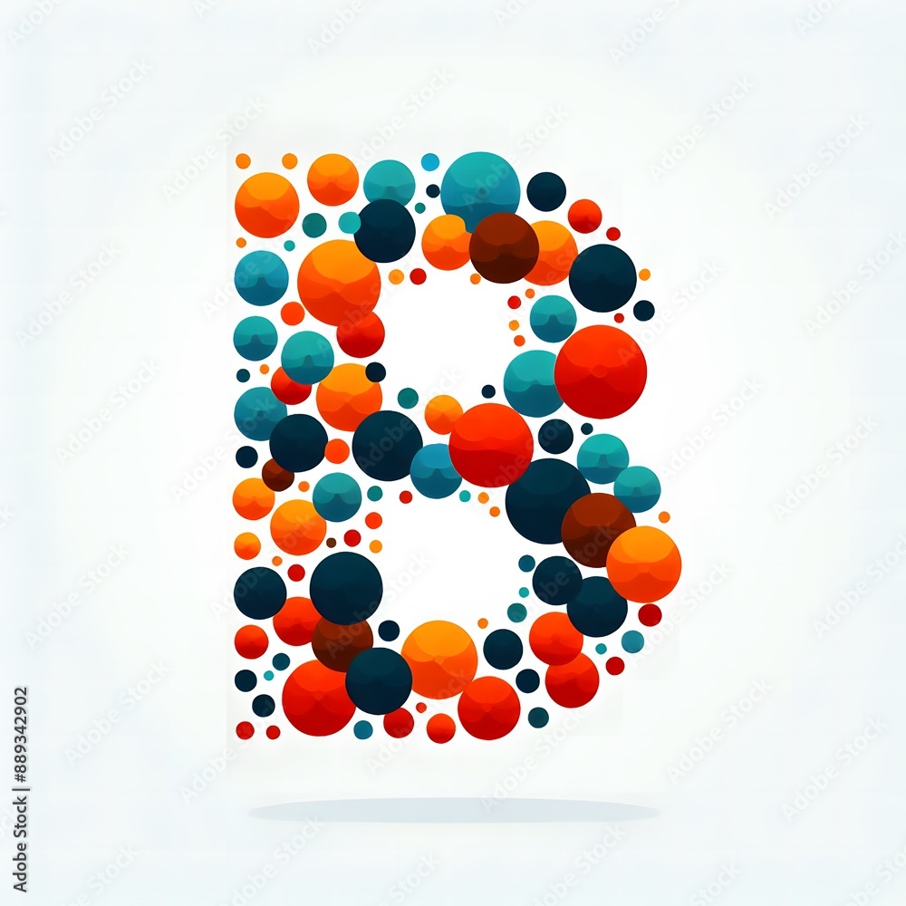 Fototapete AI Generate of Logo Letter B created using random color dots