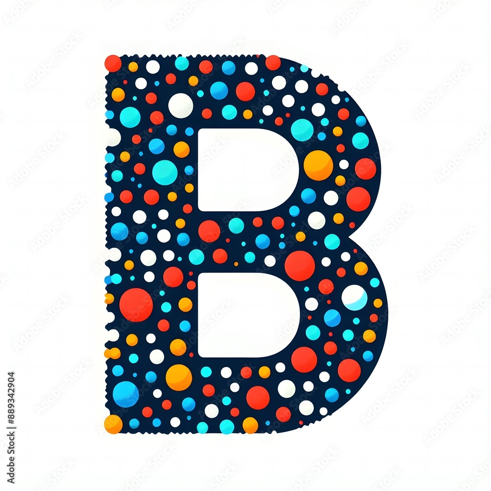 Fototapete AI Generate of Logo Letter B created using random color dots