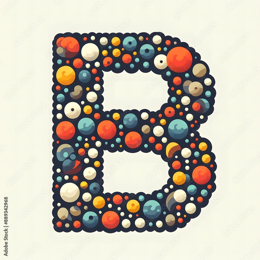 Fototapete AI Generate of Logo Letter B created using random color dots