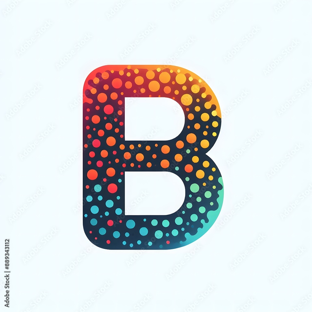 Fototapete AI Generate of Logo Letter B created using random color dots
