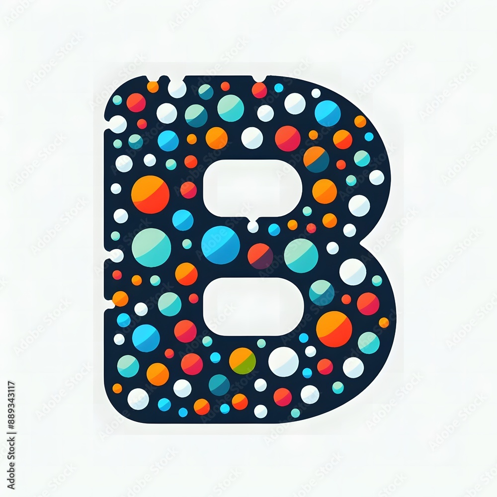 Fototapete AI Generate of Logo Letter B created using random color dots
