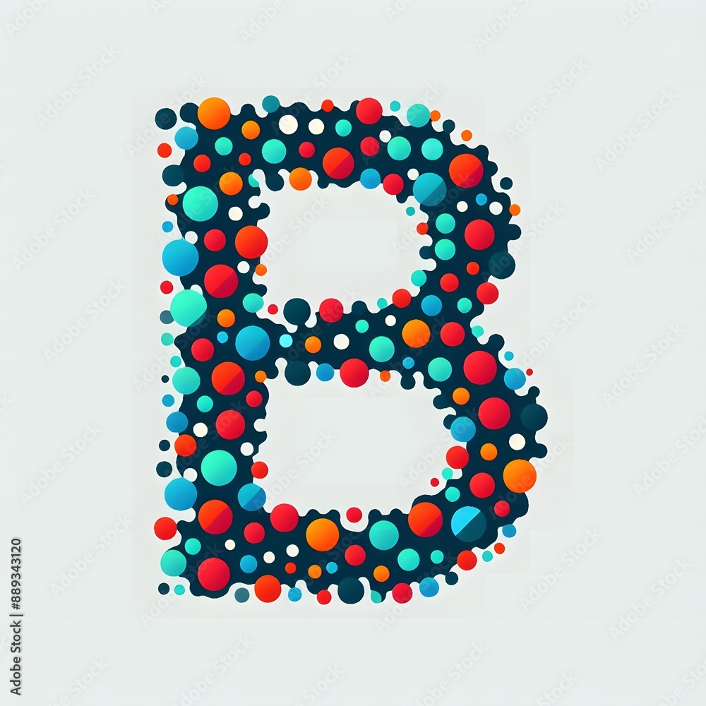 Fototapete AI Generate of Logo Letter B created using random color dots