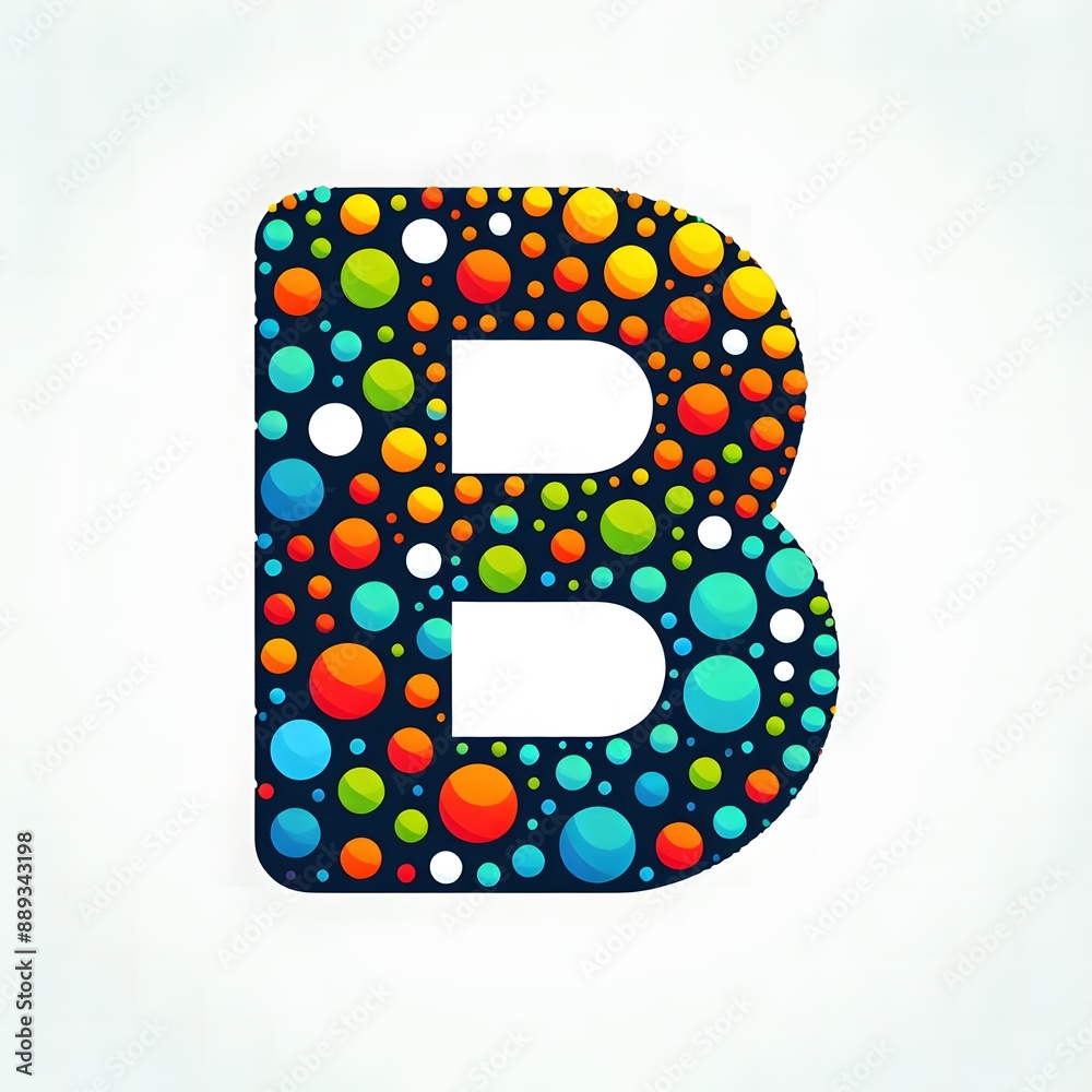 Fototapete AI Generate of Logo Letter B created using random color dots