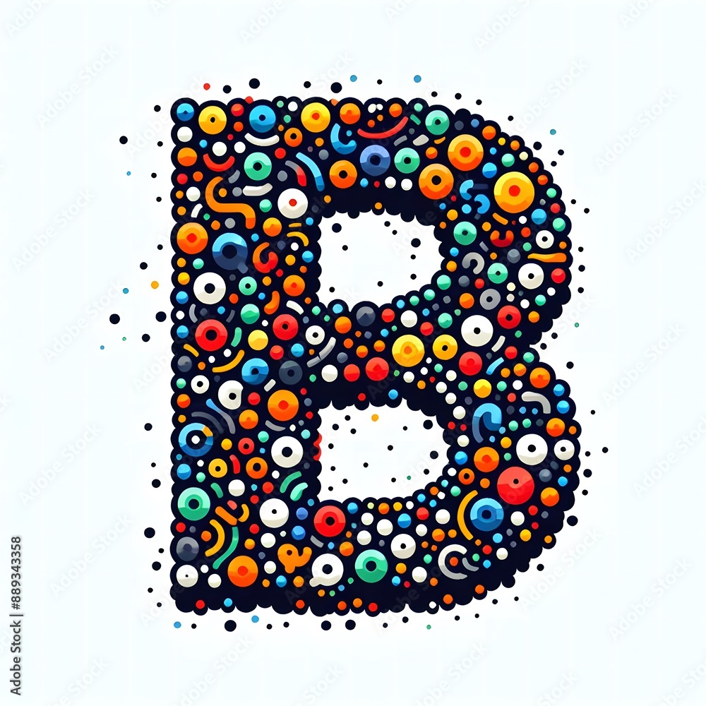 Fototapete AI Generate of Logo Letter B created using random color dots