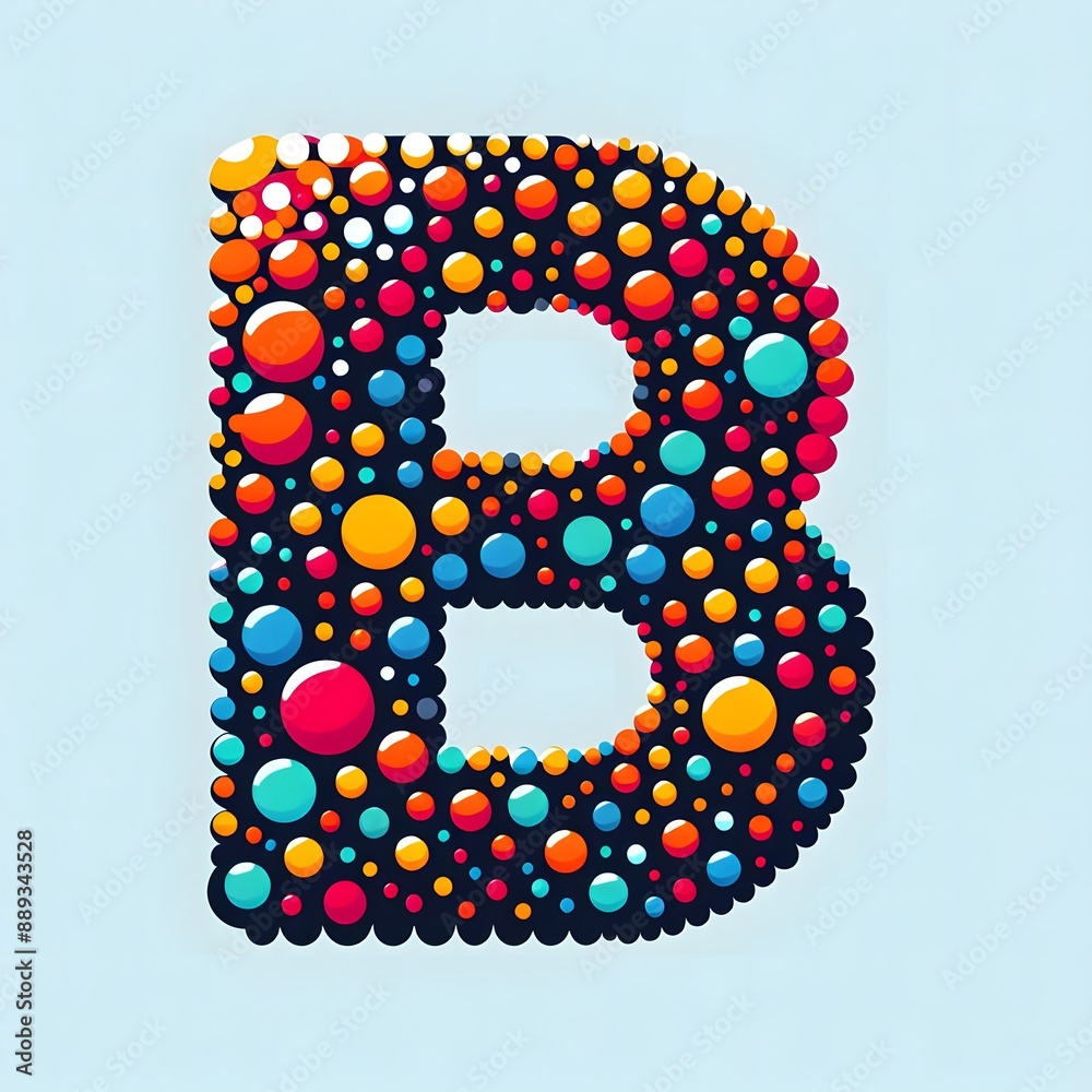 Fototapete AI Generate of Logo Letter B created using random color dots
