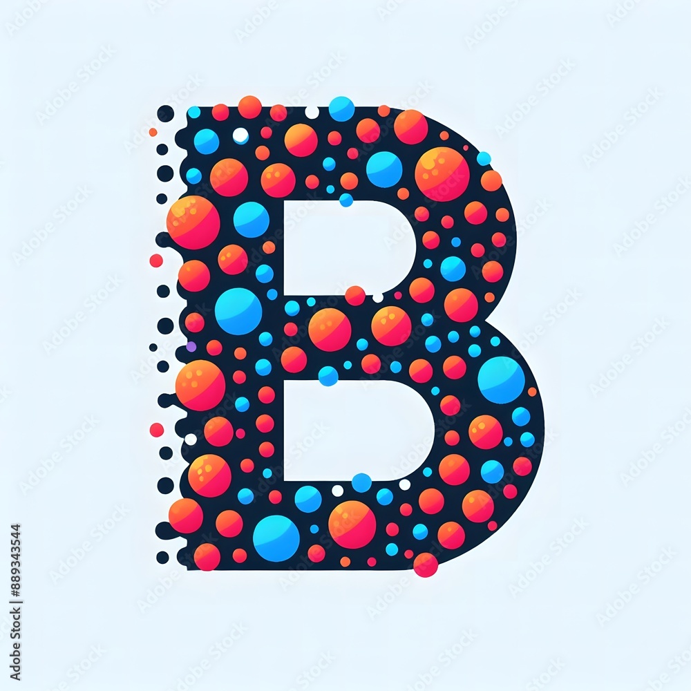 Fototapete AI Generate of Logo Letter B created using random color dots