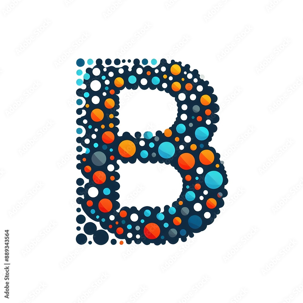 Fototapete AI Generate of Logo Letter B created using random color dots